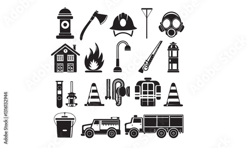 Fire Department Silhouette Icons