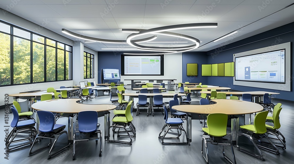 Futuristic classroom technology features interactive displays, cutting-edge software, and sleek furnishings to foster student engagement and collaboration. Futuristic classroom technology features interactive displays, cutting-edge software, and sleek furnishings to foster student engagement and collaboration.