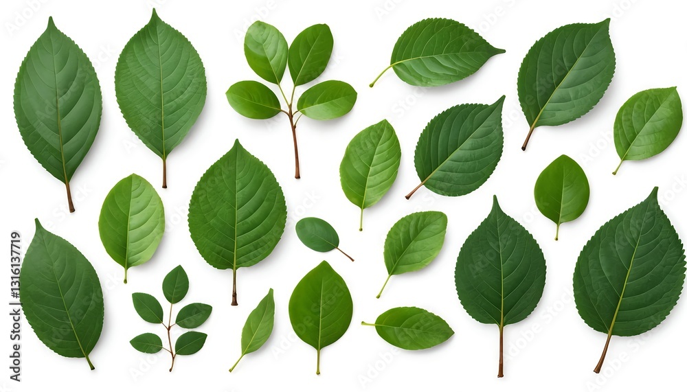 Collection of Green Leaves Isolated on White Collection of Green Leaves Isolated on White