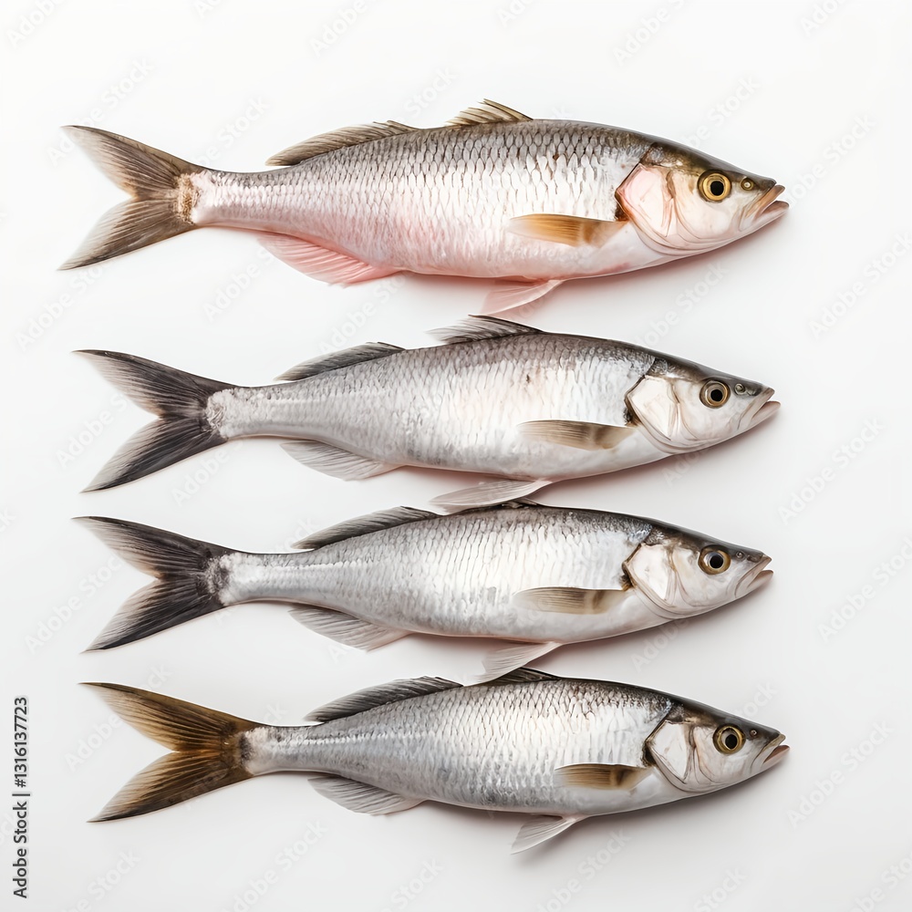 Four Fresh Fish Arranged in a Row Four Fresh Fish Arranged in a Row