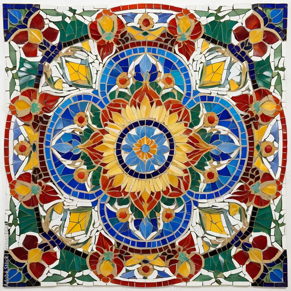 Obraz premium Colorful Floral Mosaic Tile Art
