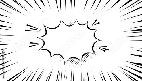 Comic book pop art halftone background. speech bubble frame and white concentrated line. white banner with star speech bubble. cartoon superhero