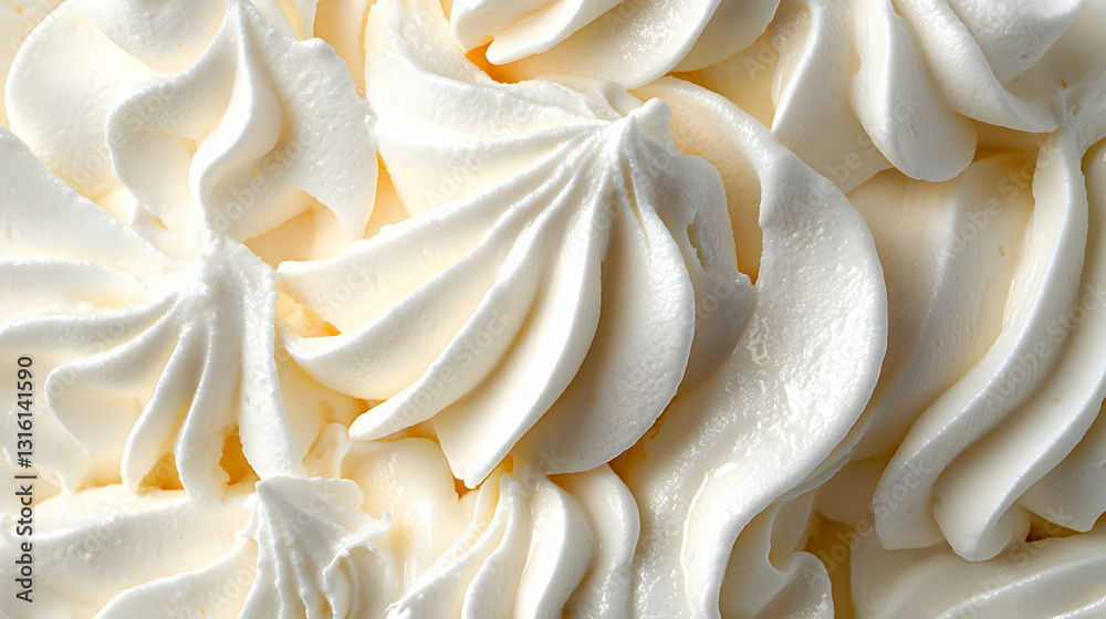 Close-Up of Whipped White Cream with Soft Peaks and a Smooth Texture Creating a Delicious Background for Culinary Delights Close-Up of Whipped White Cream with Soft Peaks and a Smooth Texture Creating a Delicious Background for Culinary Delights