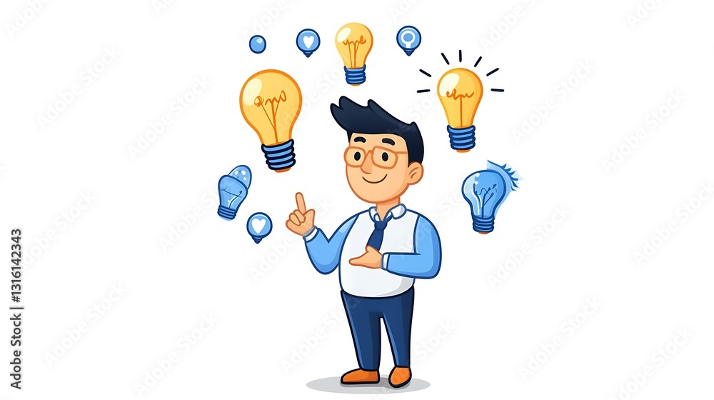 Bright Ideas: A Vector Illustration of a Man Brainstorming AI Generated Bright Ideas: A Vector Illustration of a Man Brainstorming AI Generated