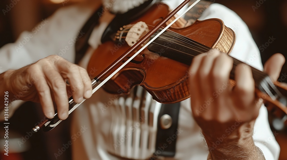 Close-up of a violinist playing a violin Close-up of a violinist playing a violin