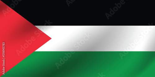 Palestine flag official colors and proportion digital vector illustration. Pleated flag.