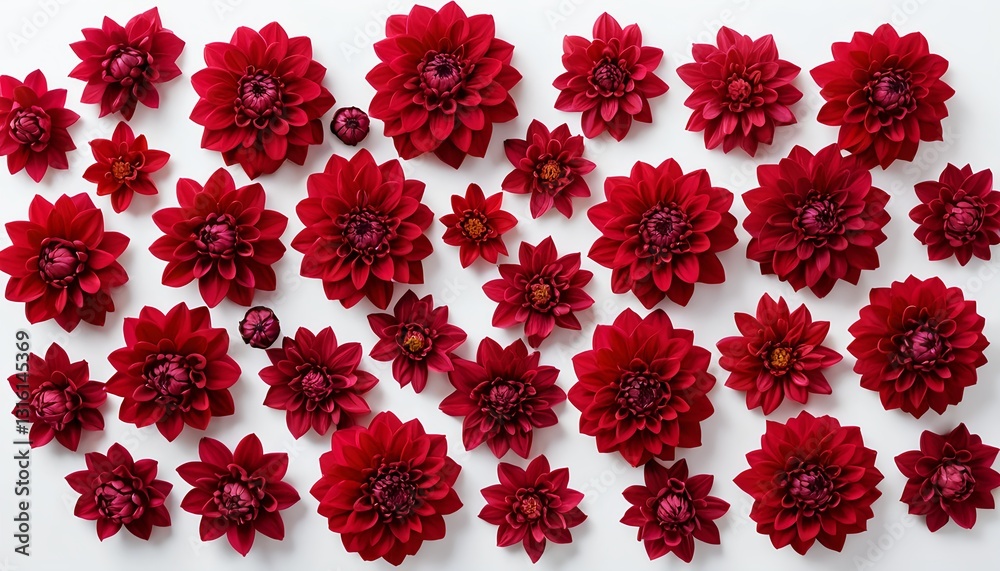 Red Dahlia Flower Flat Lay Pattern Red Dahlia Flower Flat Lay Pattern