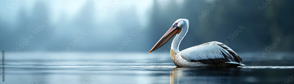 Pelican Struggling for Survival After Ocean Spill, Covered in Oil in Calm Waters, Sad Scene Pelican Struggling for Survival After Ocean Spill, Covered in Oil in Calm Waters, Sad Scene