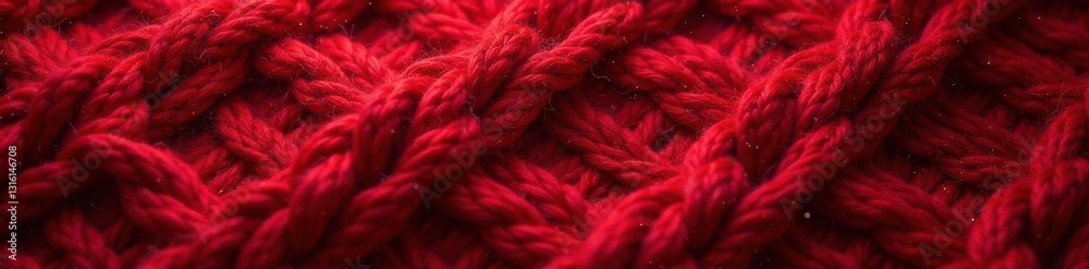 Deep crimson wool, complex cable knit pattern, warm, thread, knitted Deep crimson wool, complex cable knit pattern, warm, thread, knitted