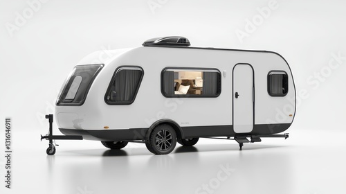 Modern Campervan on White Background