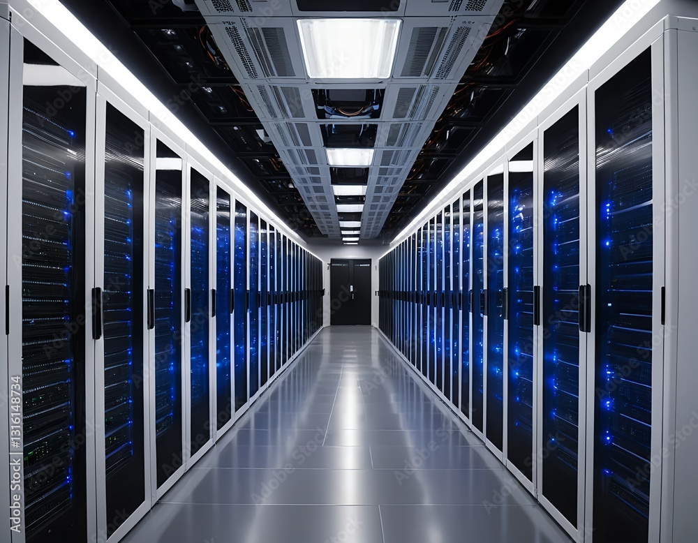 Fototapeta premium Server Room Data Center Corridor