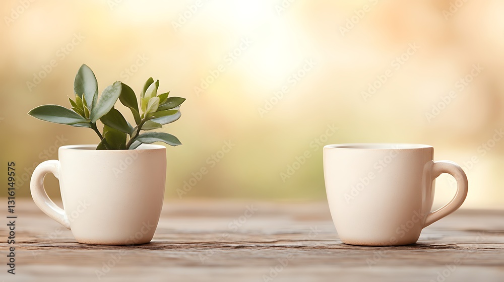 Home setting photography creative plants in empty cups with eco-friendly natural light Home setting photography creative plants in empty cups with eco-friendly natural light
