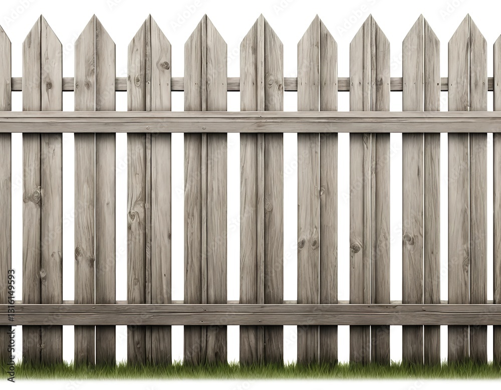 Wooden Fence with Grass