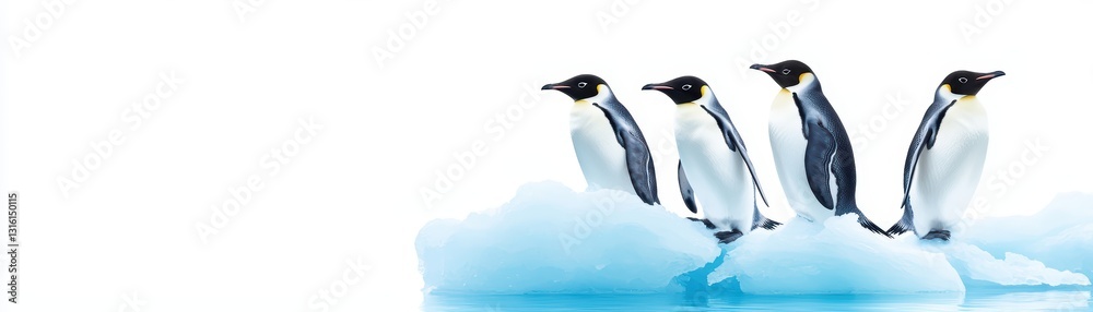 Obraz premium Starving Penguins Struggle for Survival in Shrinking Icy Habitat Due to Climate Change Effects