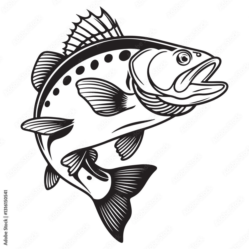 Fototapeta premium fish vector illustration, jumping big fish vector. fish vector. fish silhouette.