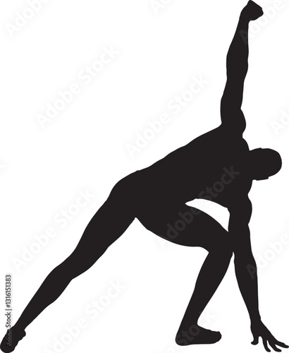 vector; silhouette of back view of flexible muscular man