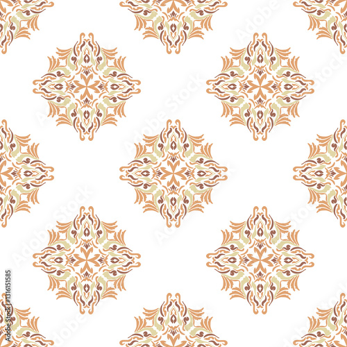 Orange Tribal ethnic vector seamless pattern. Aztec style ornamental background. Geometric native American pattern. Idea for wallpaper, textiles, rugs, carpets, and curtains.