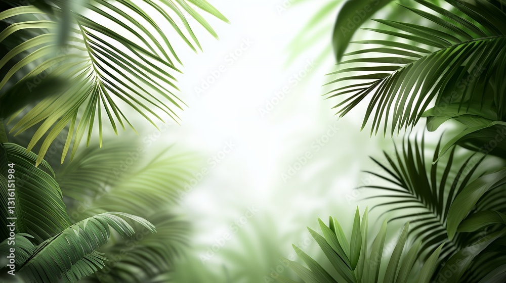 Naklejka premium Lush Green Tropical Palm Leaves Background