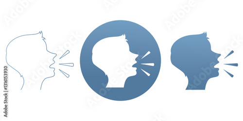 Vector silhouette of speaking person head emoji