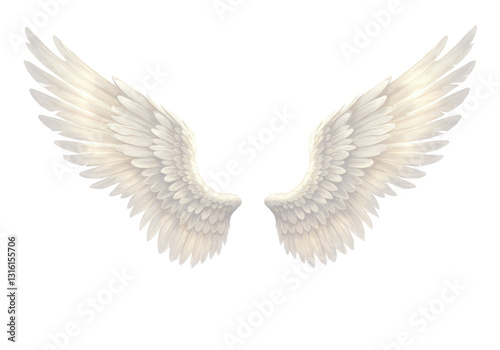 Isolated Pair of White Angel Wings