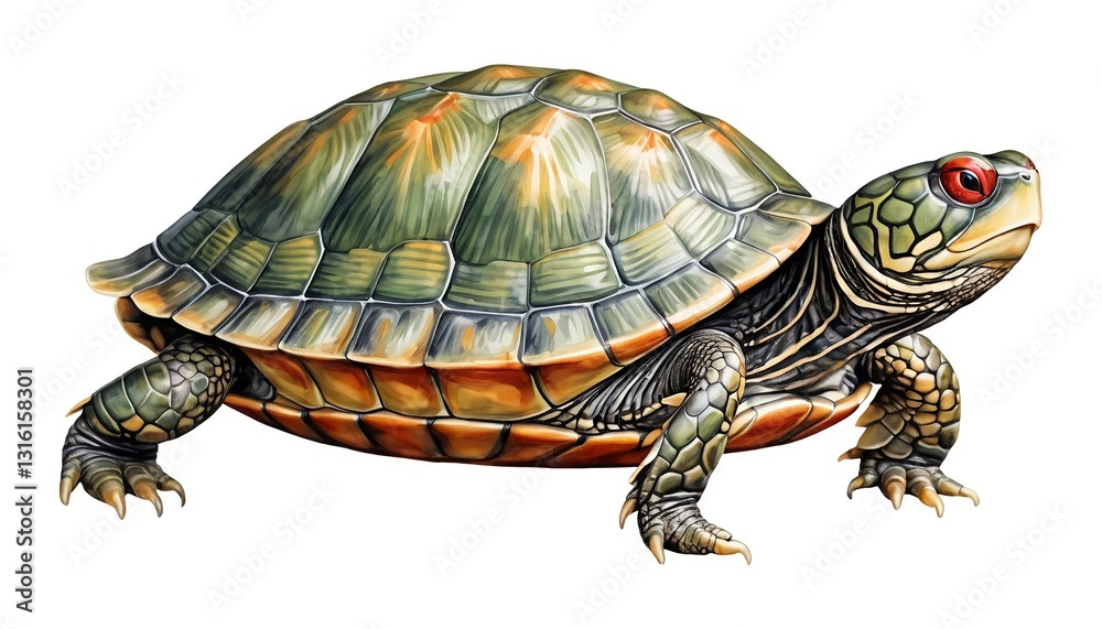 Obraz premium Painted Turtle, Close-up Detailed Illustration
