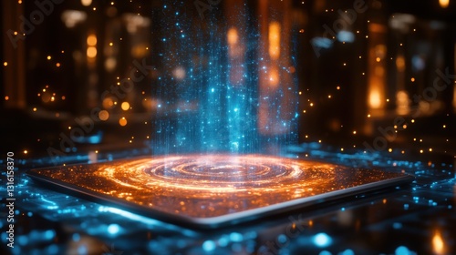 Wallpaper Mural Digital holographic display floating above a tablet Torontodigital.ca
