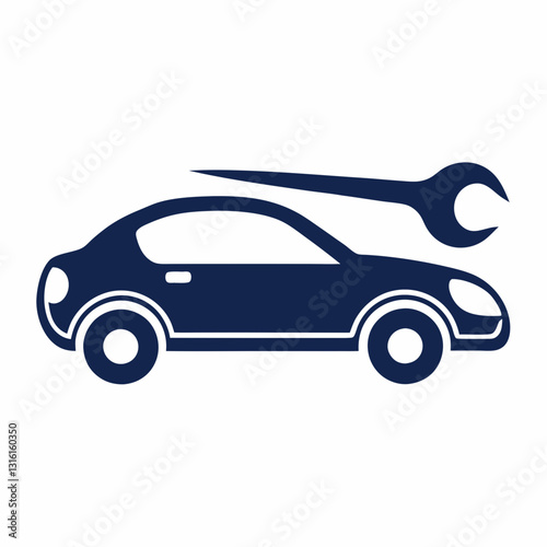 minimalist car silhouette with a wrench integrated