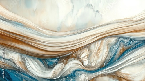 Abstract Swirling Hues of Beige Blue and Brown