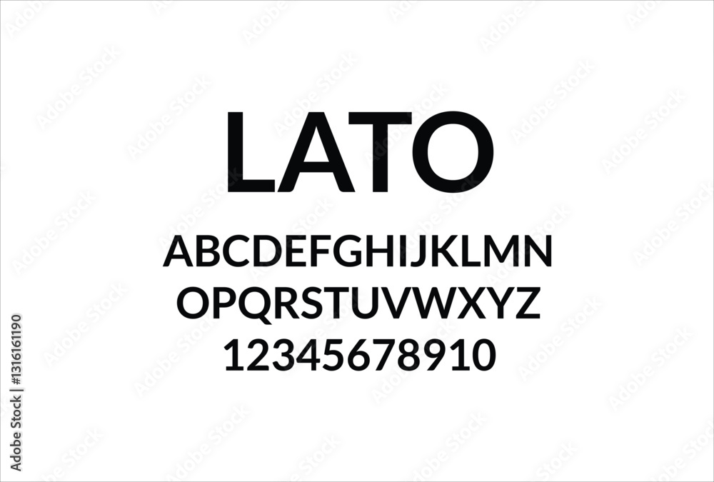 Lato font for logo and headline. Isolated vector typeset Lato font for logo and headline. Isolated vector typeset