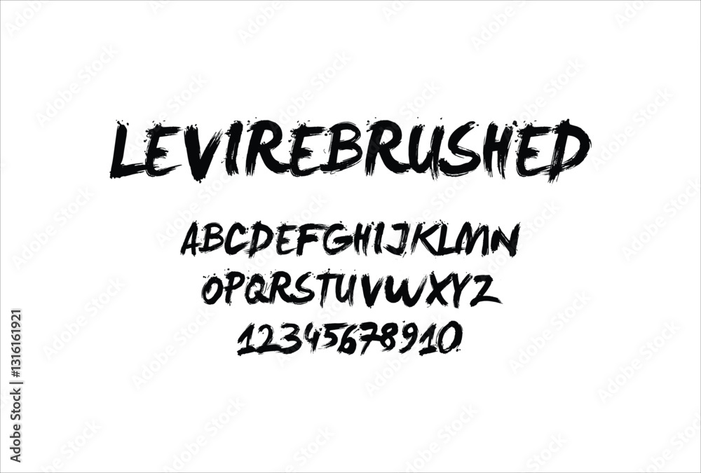 Fototapeta premium LeviReBrushed font for logo and headline. Isolated vector typeset