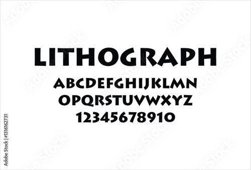 Lithograph font for logo and headline. Isolated vector typeset