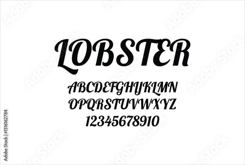 Lobster font for logo and headline. Isolated vector typeset