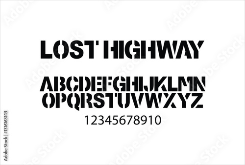 Lost Highway font for logo and headline. Isolated vector typeset