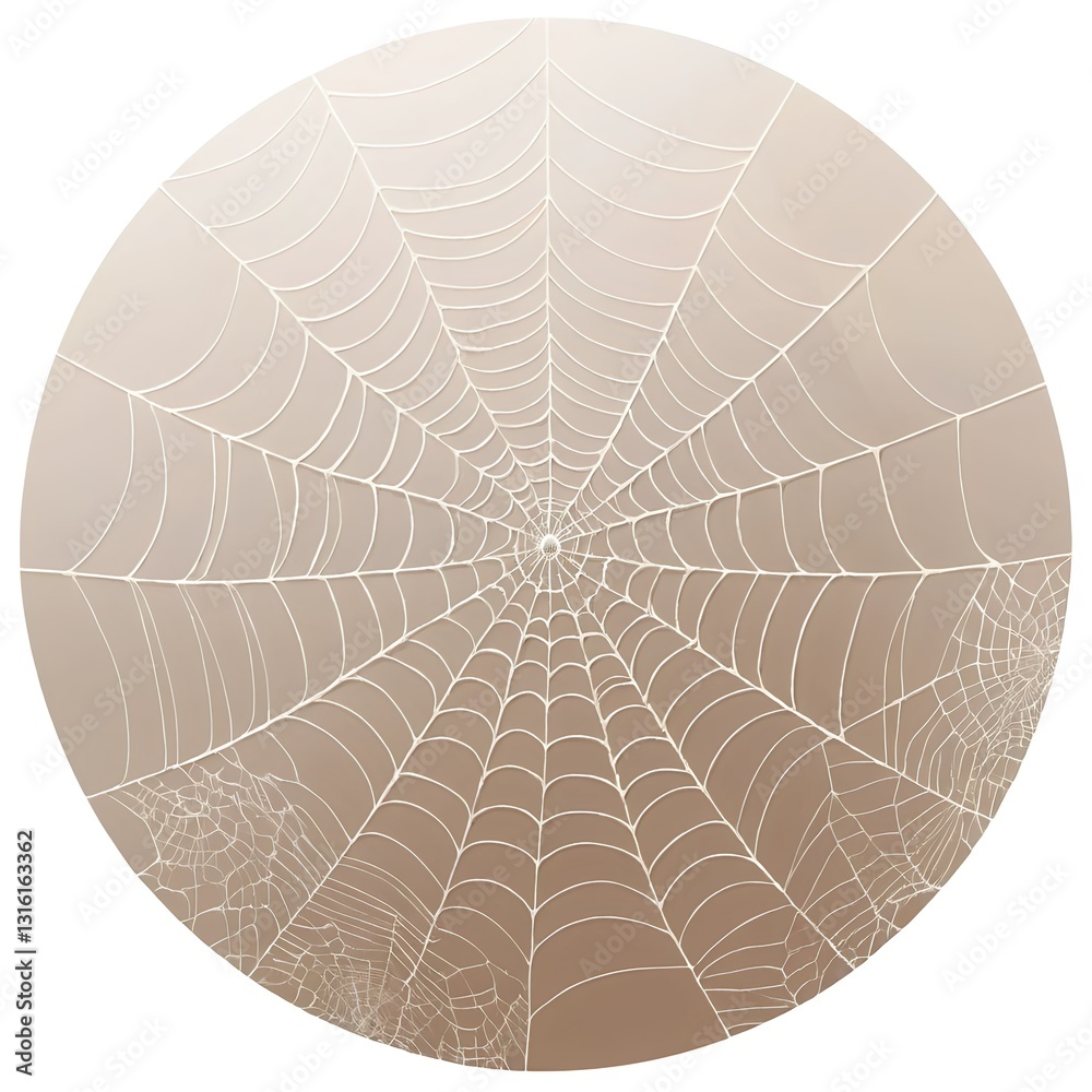 Obraz premium Circular Spiderweb on Beige Background