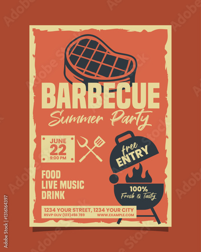 Barbecue summer party vertical flyer poster vector template design