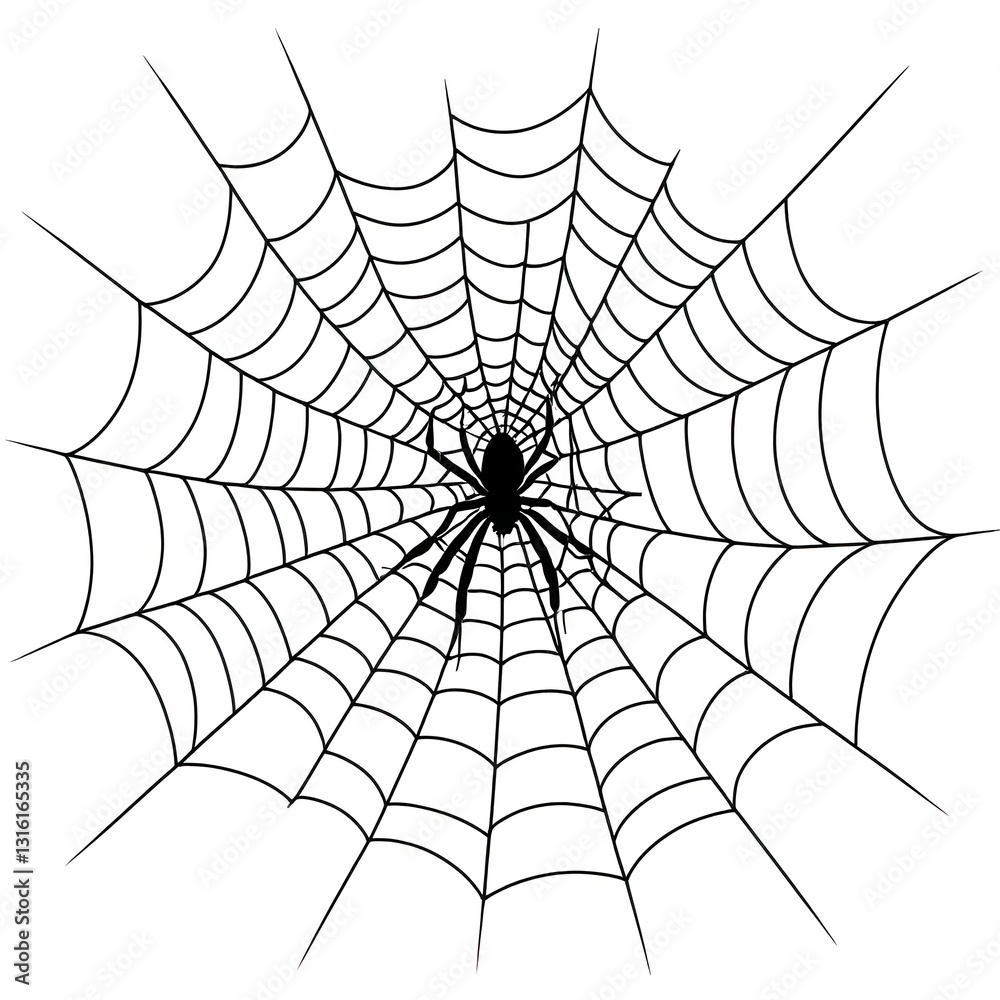 Obraz premium Spider in Web Silhouette