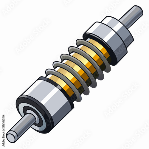 layered shock absorber with metallic reflections