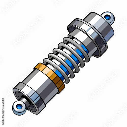 layered shock absorber with metallic reflections