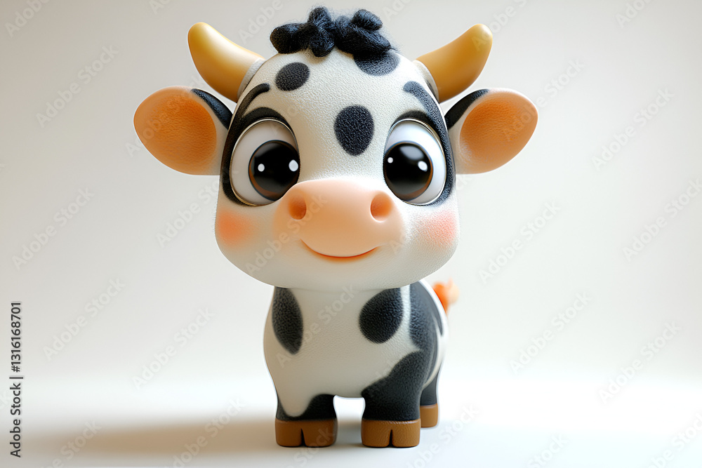 Fototapeta premium A cute and fun 3D Dairy Cow designed in a funny and playful