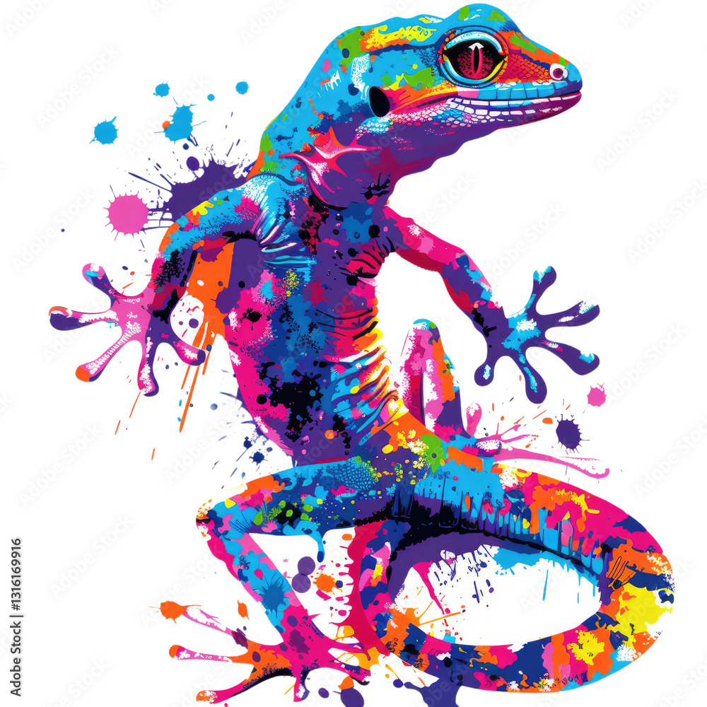 Fototapeta premium Neon Color gecko for shirt print vector design