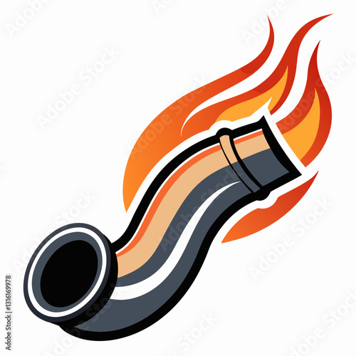 exhaust pipe forming a stylized flame