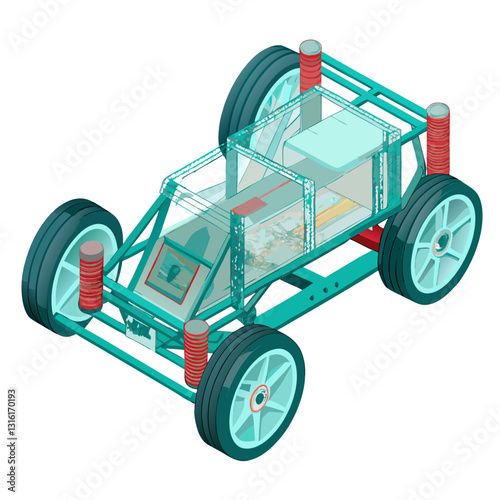 car chassis with a transparent x ray effect 