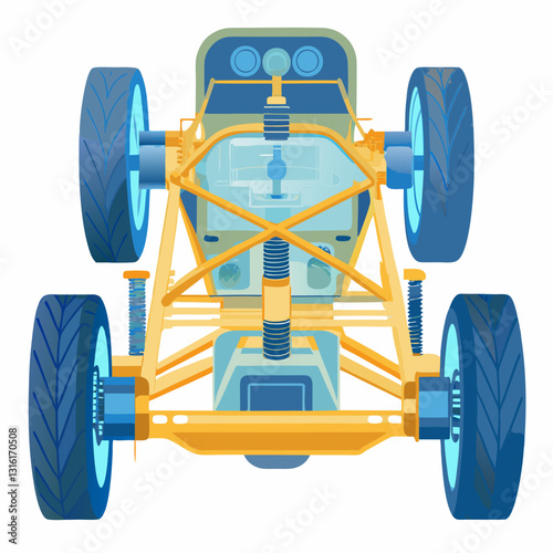 car chassis with a transparent x ray effect 