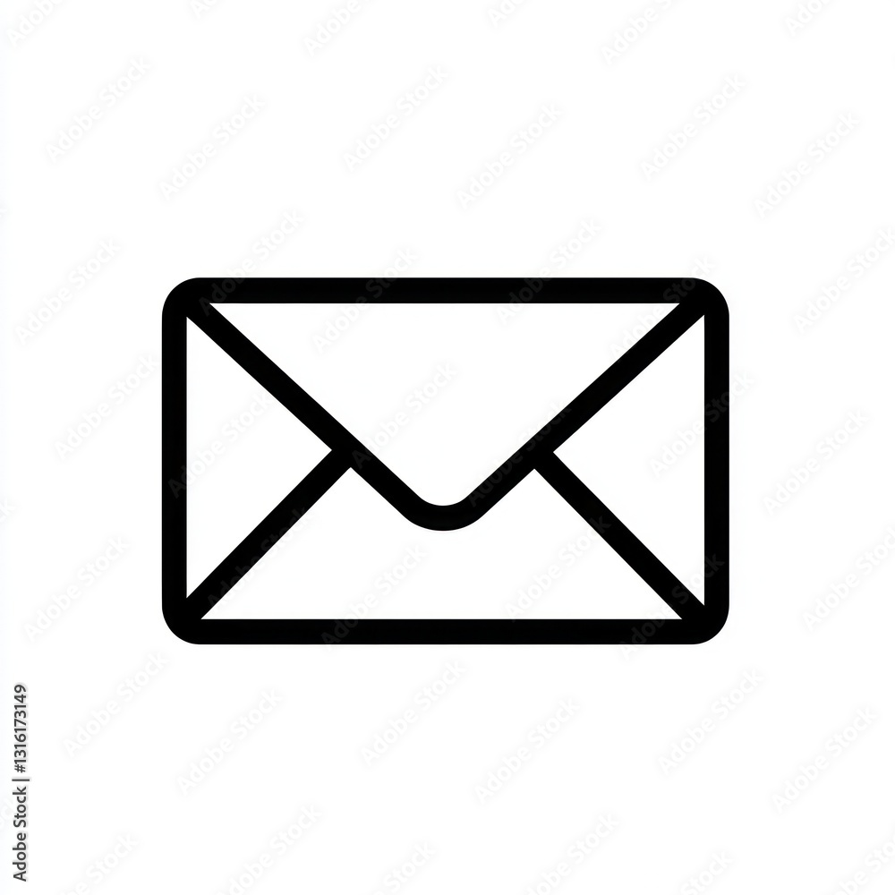 Envelope icon in simple line art, minimalistic black on white. Envelope icon in simple line art, minimalistic black on white.