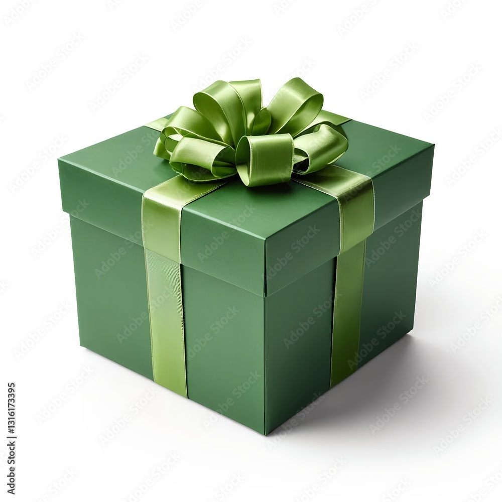 Obraz premium Green Gift Box with Ribbon