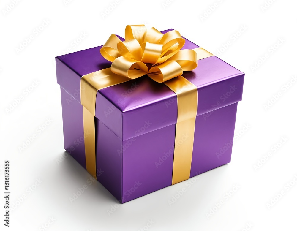 Obraz premium Purple Gift Box with Gold Ribbon