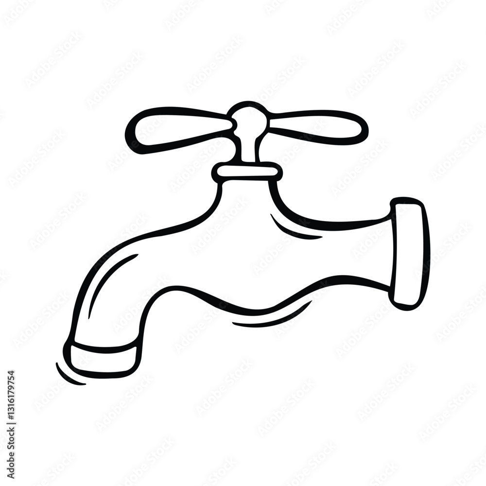 A Simple Line Drawing Of A Water Faucet A Simple Line Drawing Of A Water Faucet