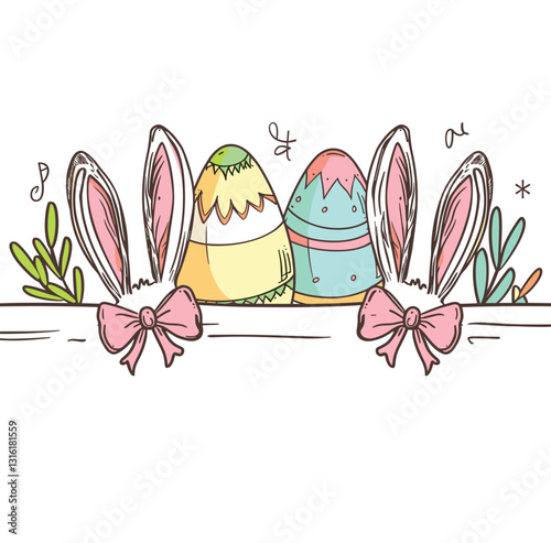 Springtime Elegance: Festive Easter Bow and Eggs
