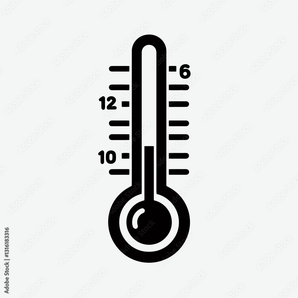 very simple flat and minimalist Thermometer silhouette in black on a white background very simple flat and minimalist Thermometer silhouette in black on a white background