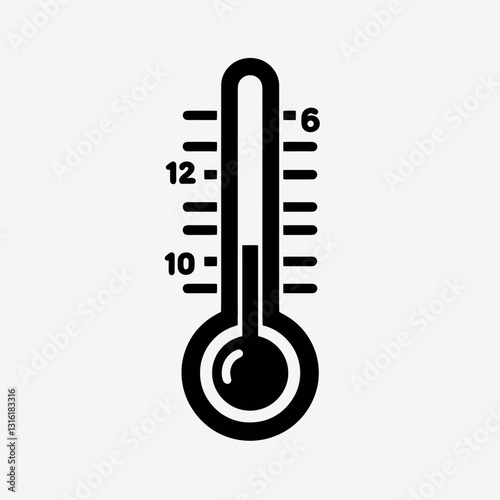 very simple flat and minimalist Thermometer silhouette in black on a white background